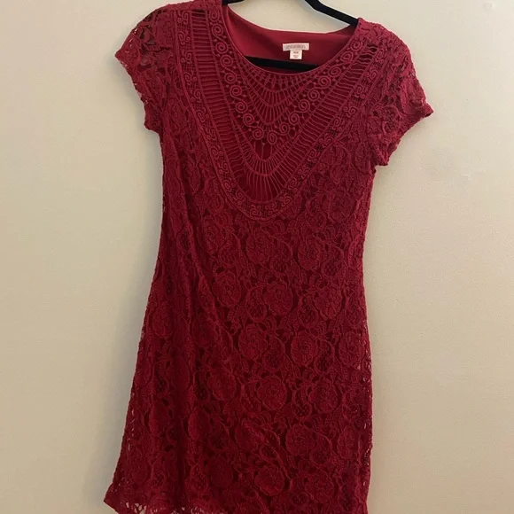 Xhilaration Dresses | Size Medium Target Brand Xhilaration Beautiful Red Lace Dress | Color: Red | Size: M | Isunshine13's Closet